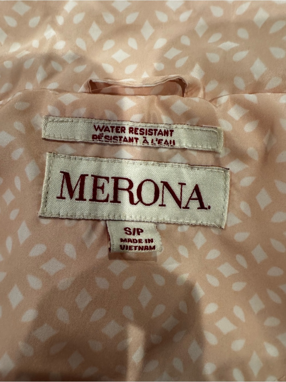 Merona Pink Printed Hooded Water Resistant Rain Jacket Size S/P - Picture 3 of 12